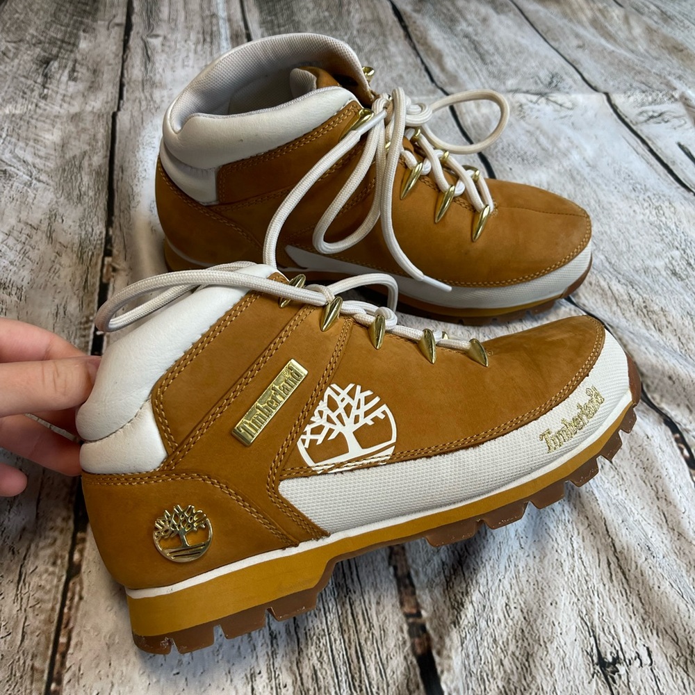 TIMBERLAND Leather Euro Sprint Boots. Wheat Brown White.